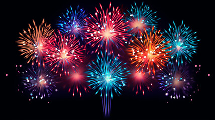 Fototapeta premium Illustration Featuring Festive Fireworks and Decorative Firecrac