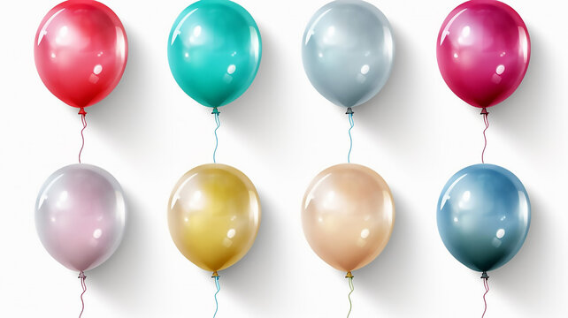 Realistic Vector Set Featuring Isolated Colorful Balloons