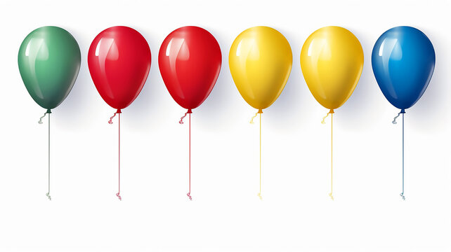 Colorful Balloons Rendered in Realistic Vector Set