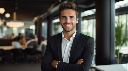 Fototapeta premium Business man at office smile looking to the camera