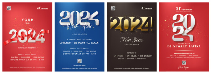 Elegant poster design for 2024 celebration invitations. Premium vector design for party invitations to welcome the New Year.