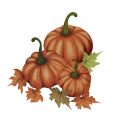 pumpkin with leaves