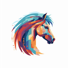 Fototapeta na wymiar pixelete horse logo. vector