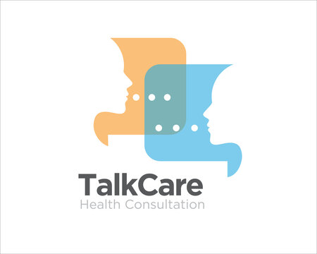 talk care logo designs simple modern for medical and mental health service