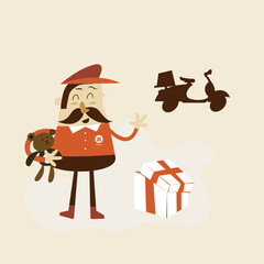 Package Courier Delivers Gifts