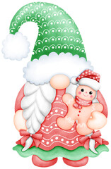 watercolor Christmas gnome illustration is a beautiful and festive depiction of this popular holiday character