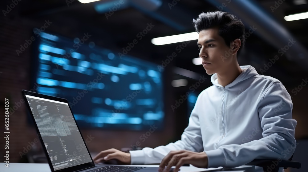 Aufkleber Asian engineer are developing app software using computer in modern technology office.