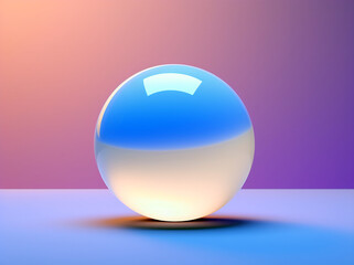 Abstract Geometric Figures, Three-dimensional sphere rectangular objects isolated on blue-pink background with empty space, 3D render