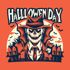 Halloween Day typography t-shirt design vector