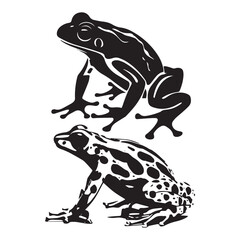 Silhouette Frog Set vector illustration