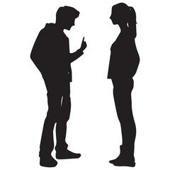 A boy finds out about his girlfriend's secret and cuts her out of his life ‍silhouette vector illustration