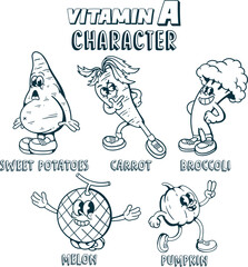 vitamin A mascot cartoon character coloring book