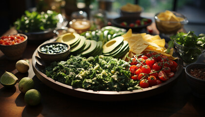 Freshness on plate  healthy eating, vegetarian food, organic, avocado, salad generated by AI