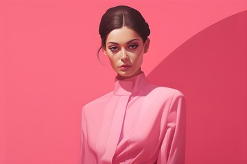 Woman pink background illustration