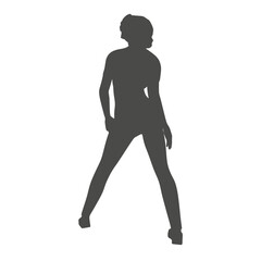 Standing woman. Sport girl illustration. Young woman silhouette.