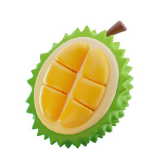 half sliced durian fruit 3d illustration