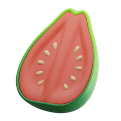 half sliced guava fruit 3d illustration
