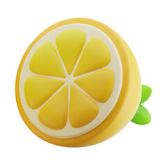 half sliced yellow lemon fruit 3d illustration
