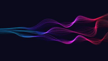 Abstract Vector Background. Colorful Wavy Shapes on Dark Background. 
