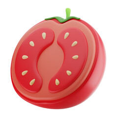 half sliced tomato 3d illustration