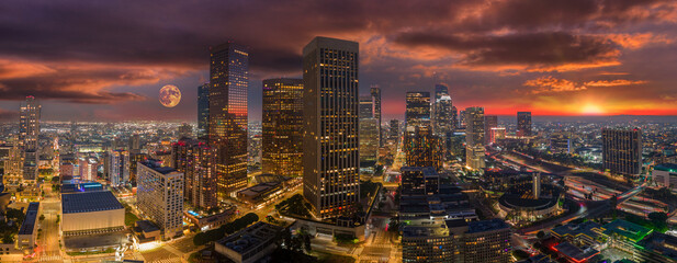 Fototapeta na wymiar Panorama of downtown Los Angeles CA 