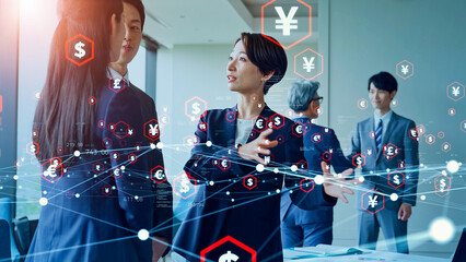 ミーティングするビジネスグループと金融イメージ