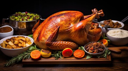 Homemade Roasted Thanksgiving Day Turkey with all the Sides