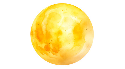 黄色い月の水彩イラスト