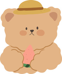 Cute Korean Bear Illustration - 652610627