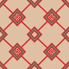 Geometric ethnic seamless pattern on brown background,design for fabric,curtain,background,carpet,wallpaper,clothing ,wrapping,batik,vector background and texture.