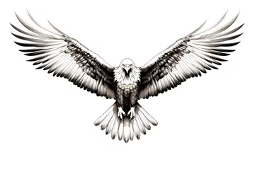 Foto op Canvas Black and white eagle isolated on white background. © mila103