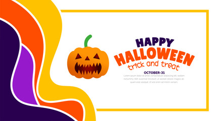 31 October happy Halloween background design with pumpkins. use to background, banner, placard, party invitation card, book cover and poster design template with text inscription and standard color. 
