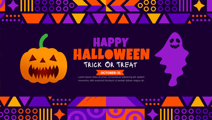 31 October happy Halloween background design with pumpkins. use to background, banner, placard, party invitation card, book cover and poster design template with text inscription and standard color. 