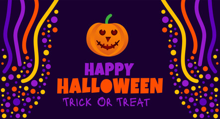 31 October happy Halloween background design with pumpkins. use to background, banner, placard, party invitation card, book cover and poster design template with text inscription and standard color. 