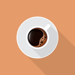 black coffe cup in flat design illustration. coffe cup cartoon illustration logo