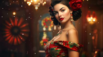 Fototapeta premium LATIN WOMEN CHRISTMAS THEME