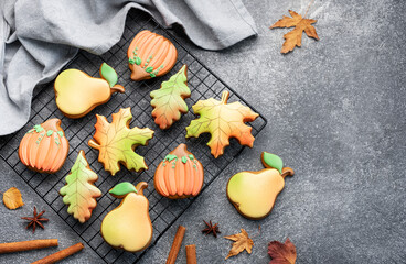 Multicolored autumn homemade cookies