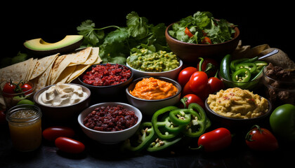 Freshness and flavor in a healthy vegetarian tomato avocado salad generated by AI