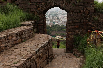 The 12th Century Golkonda Fort was built by the famous Kakatiya kings, Hyderabad, Telangana, India