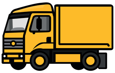 Set line icons of trucks,Vector Heavy Truck ,Vector truck trailer illustrator
