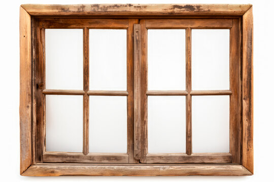 Fototapeta Wooden window frame isolated on white background, clipping path included.