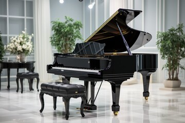 Black piano in living room, Generate with Ai