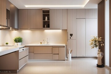 modern home interior with kitchen and real estate concept