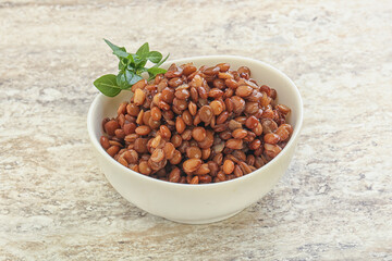 Boiled lentil in the bowl
