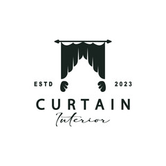Simple Home Decoration Curtain Logo Templet Illustration