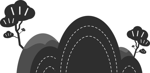 동양 전통 산 모양 벡터 일러스트