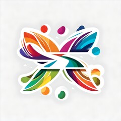 Obraz premium A logo for a business or sports team featuring a very abstract colorful shape representing a lgbtq rainbow that is suitable for a t-shirt graphic.