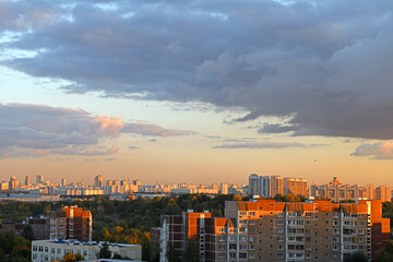 Clouds over Moscow city at sunset, Russia