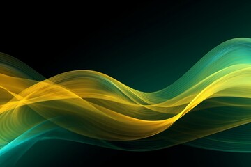 Abstract wave background with green and yellow lines. Generative AI