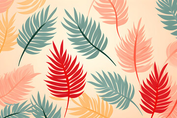Fototapeta na wymiar Modern art seamless pattern. Risograph background. Multi color of leaves trendy decoration, luxury illustration for print and business, fabric pattern, background. Generative Ai